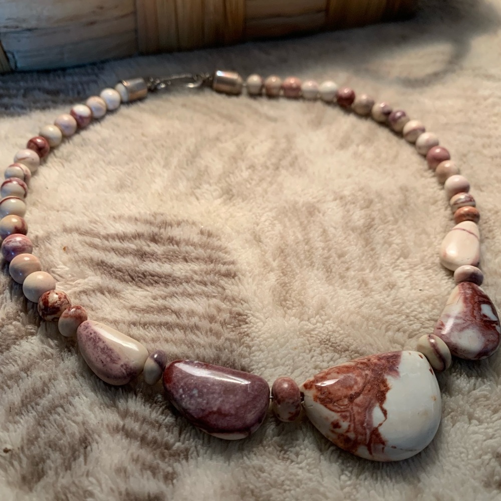 Brown Beige Stone Statement Necklace - image 4